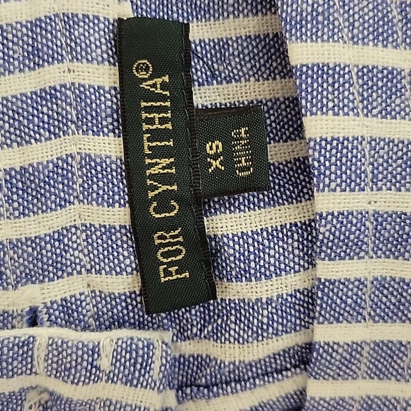 For Cynthia Blue & White Sleeveless Sheath Dress women's Xs Linen Blend NWOT - Picture 6 of 7